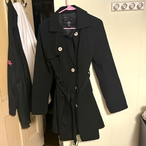 NYC belted black spring jacket